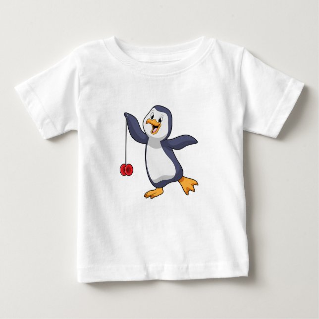 Pinguin mit Yo-Yo Baby T-shirt (Vorderseite)