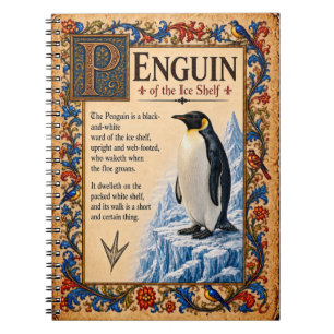 Pinguin, mittelalterliche Bestiarien-Kunst Notizblock