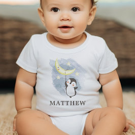 Pinguin Moon Watercolor Baby Bodysuit Strampler