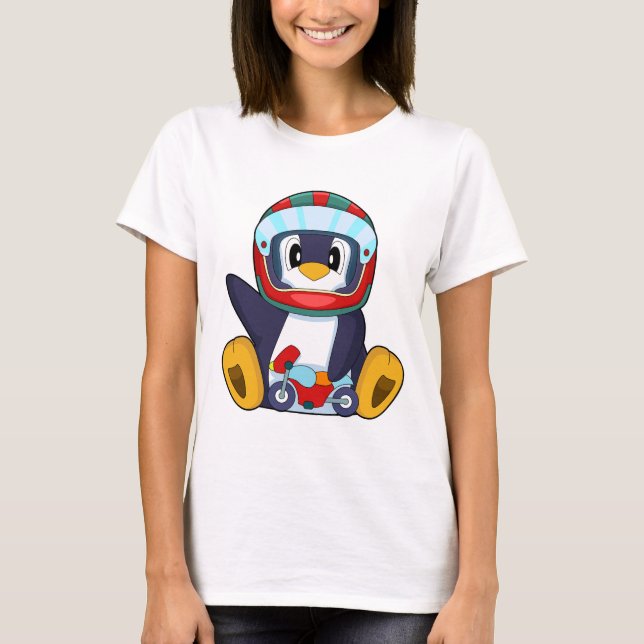 Pinguin-Motorrad T-Shirt (Vorderseite)