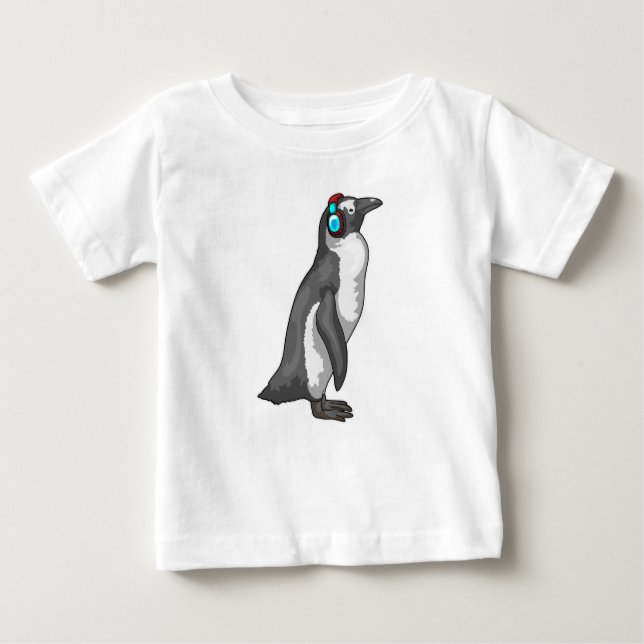 Pinguin Music Headphone Baby T-shirt (Vorderseite)
