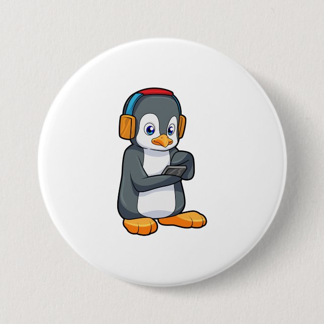 Pinguin Music Headphone Button (Vorderseite)
