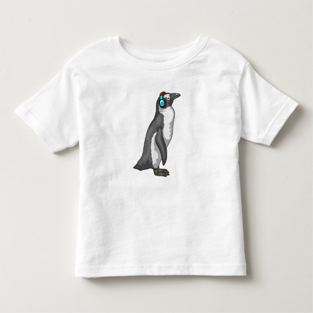 Pinguin Music Headphone Kleinkind T-shirt (Vorderseite)