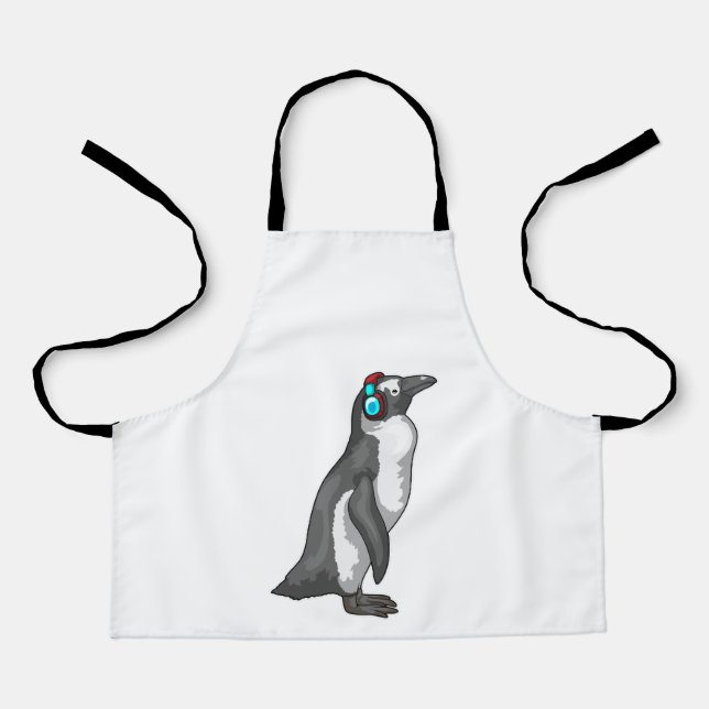 Pinguin Music Headphone Schürze (Vorderseite)