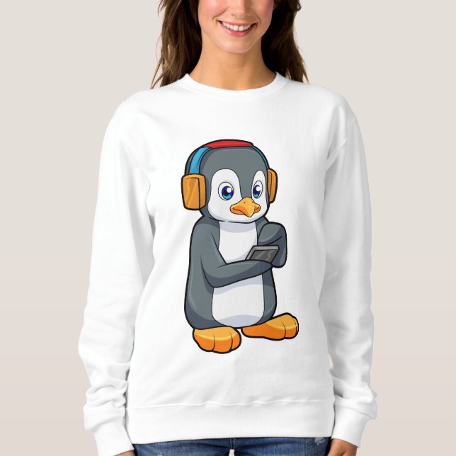 Pinguin Music Headphone Sweatshirt (Vorderseite)