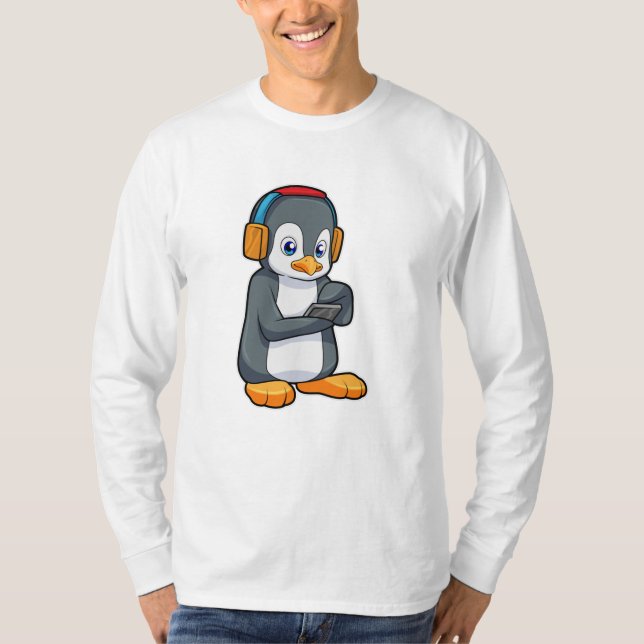 Pinguin Music Headphone T-Shirt (Vorderseite)