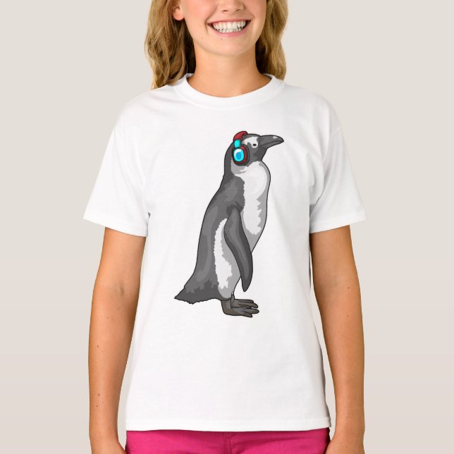 Pinguin Music Headphone T-Shirt (Vorderseite)