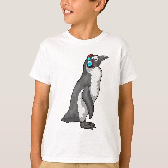 Pinguin Music Headphone T-Shirt (Vorderseite)