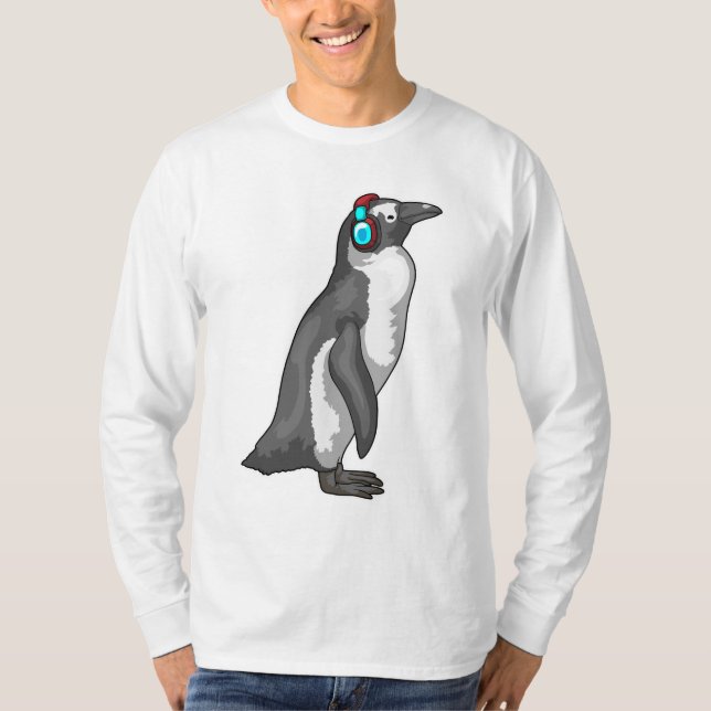 Pinguin Music Headphone T-Shirt (Vorderseite)
