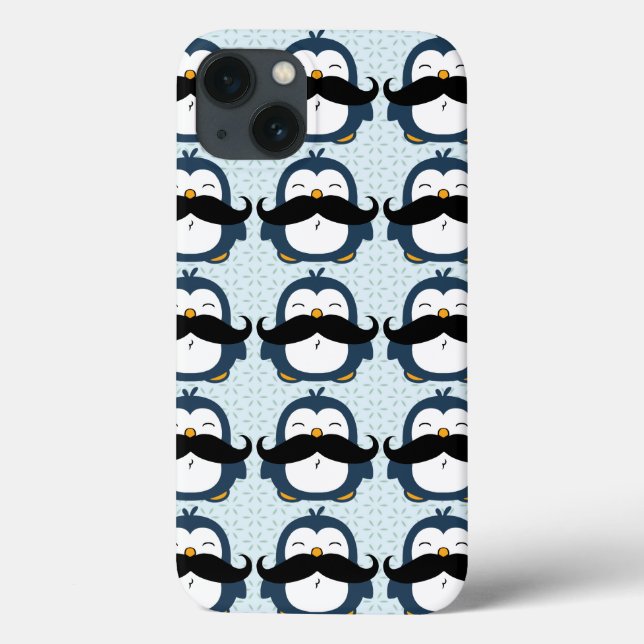 Pinguin Mustache Trend Pattern Case-Mate iPhone Hülle (Rückseite)