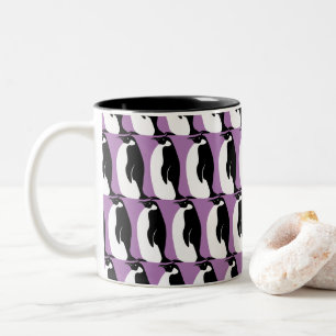 Pinguin Muster Lila Schwarz-weiß Zweifarbige Tasse
