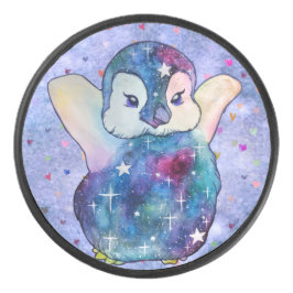 Pinguin namens Button Eishockey Puck