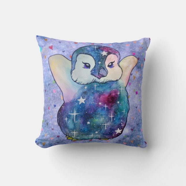 Pinguin namens Button Kissen (Vorderseite)