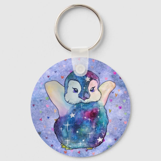 Pinguin namens Button Schlüsselanhänger (Vorderseite)