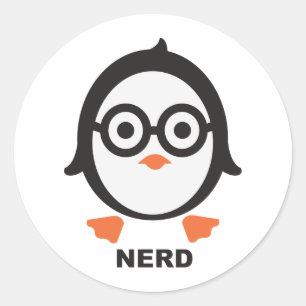 Pinguin - nerd - penguin runder aufkleber