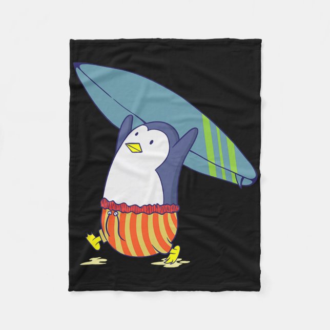 Pinguin Nichts ist besser als Surfen  Fleecedecke (Vorderseite)