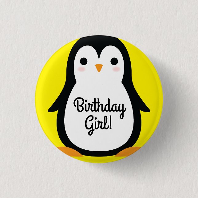 Pinguin Niedlich Kindergeburtstag Party Button (Vorderseite)