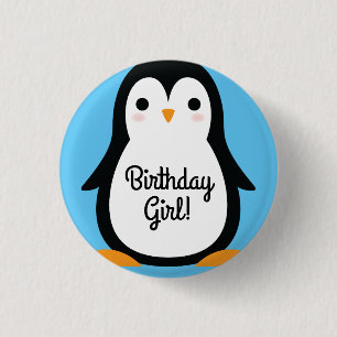Pinguin Niedlich Winter 1. Geburtstag Button Butto
