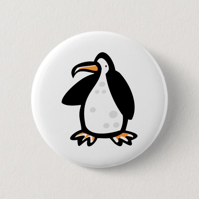 Pinguin niedlicher Cartoon Button (Vorderseite)