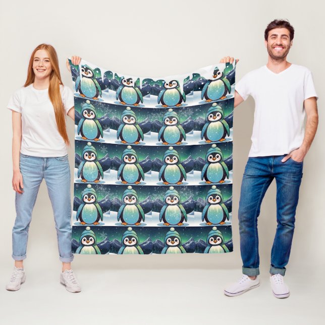 Pinguin Niedliches Kawaii-Sternbild Fleecedecke (Beispiel)