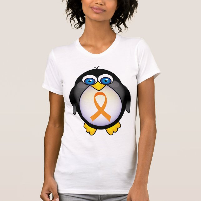 Pinguin-orange Band des Bewusstseins-Geschenks T-Shirt (Vorderseite)