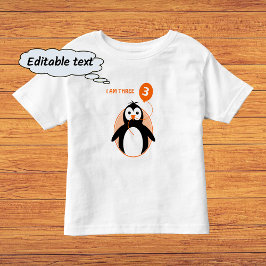 Pinguin-Orangenballon zum dritten Geburtstag Kleinkind T-shirt