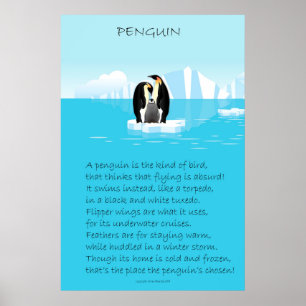 Pinguin Original Gedicht groß Poster