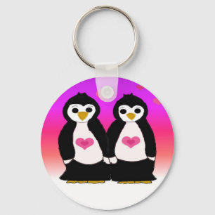 Pinguin-Paar mit Herzen Schlüsselanhänger
