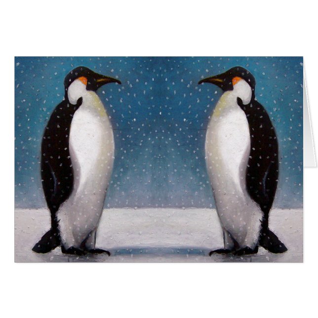 PINGUIN-PAARE: SCHNEE: URSPRÜNGLICHE KUNST (Vorderseite (Horizontal))