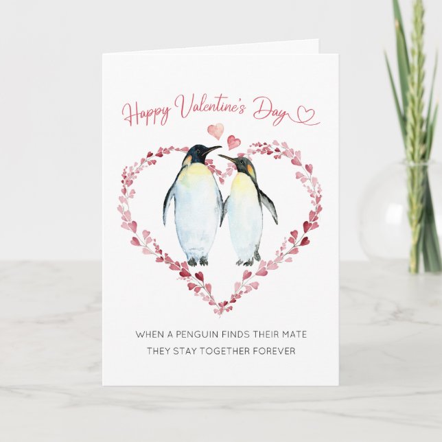 Pinguin Paare zusammen für immer Valentinstag Karte (Vorderseite)