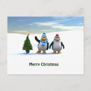 Pinguin Pair mit Baum Feiertagspostkarte