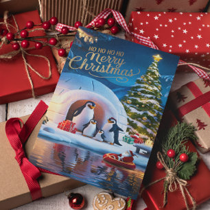 Pinguin Parade am Iglu Postkarte