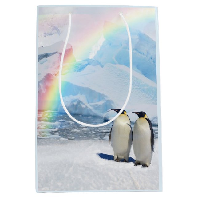 Pinguin-Paradies-mittlere Geschenk-Tasche Mittlere Geschenktüte (Vorderseite)