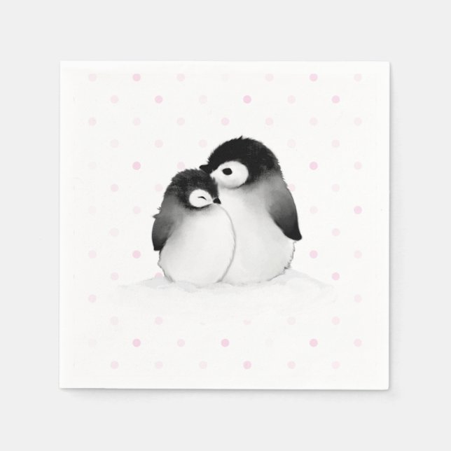 Pinguin Party Dekor Papier Napkins Serviette (Vorderseite)
