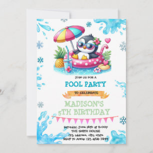 Pinguin-Party-Einladung zum Winterpool Einladung