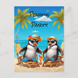 Pinguin-Party Postkarte