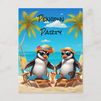 Pinguin-Party Postkarte
