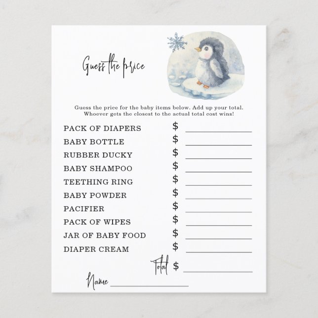 Pinguin - Party-Spiele | Price Guess Game (Vorderseite)