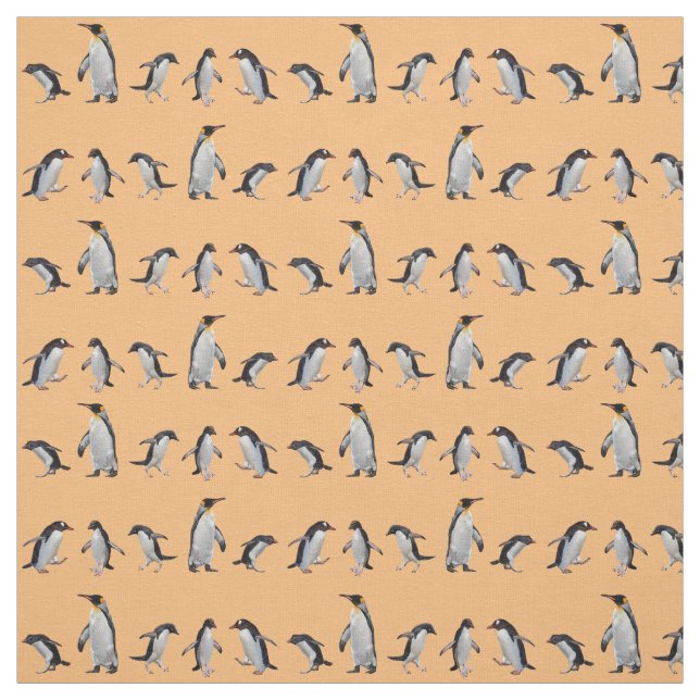 Pinguin-Party-Stoff (Orange) Stoff (Muster)
