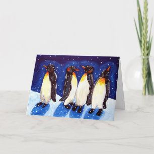 Pinguin Party Winter Folklorekarte Feiertagskarte