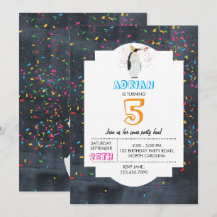 Pinguin Partying - Party Boy Girl Birthday Einladung