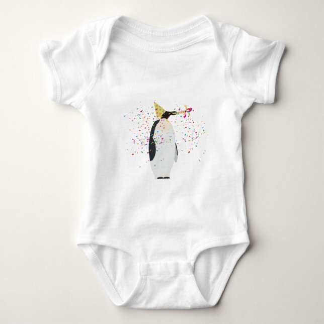 Pinguin Partying - Tiere mit Party Baby Strampler (Vorderseite)