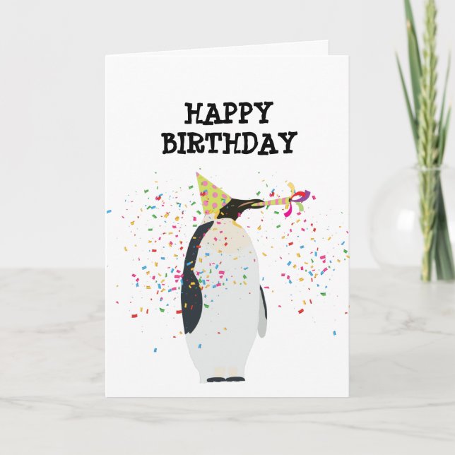 Pinguin Partying - Tiere mit Party Karte (Vorderseite)