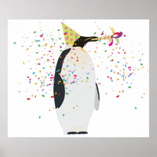 Pinguin Partying - Tiere mit Party Poster