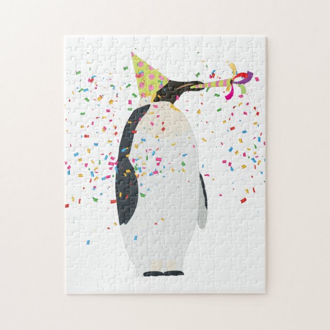 Pinguin Partying - Tiere mit Party Puzzle (Vertikal)
