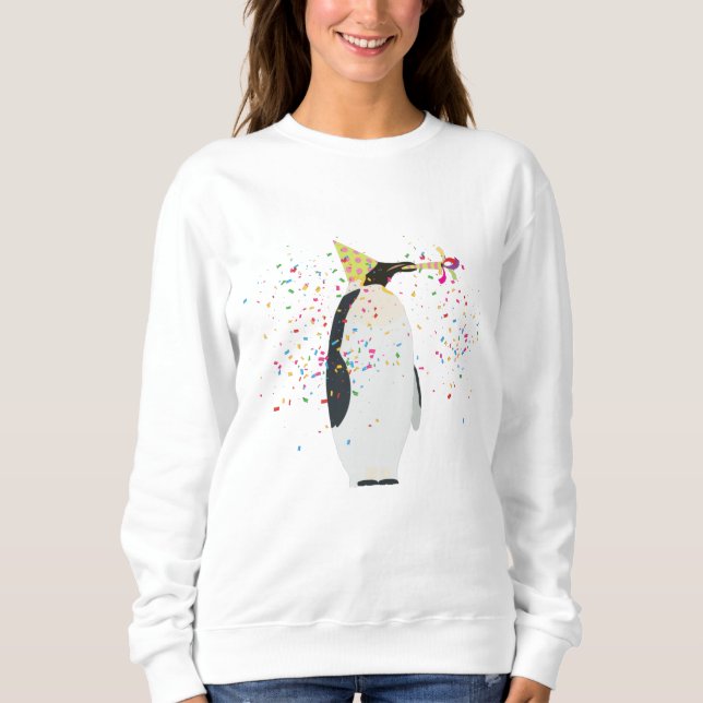 Pinguin Partying - Tiere mit Party Sweatshirt (Vorderseite)
