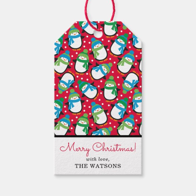 Pinguin Personalisiert Geschenkanhänger (Vorderseite)