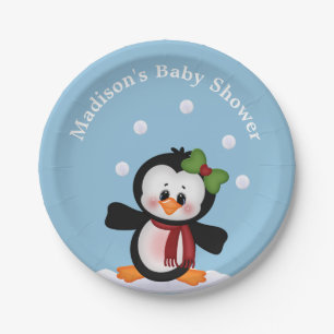 Pinguin Personalisierte Baby Dusche Feier Pappteller
