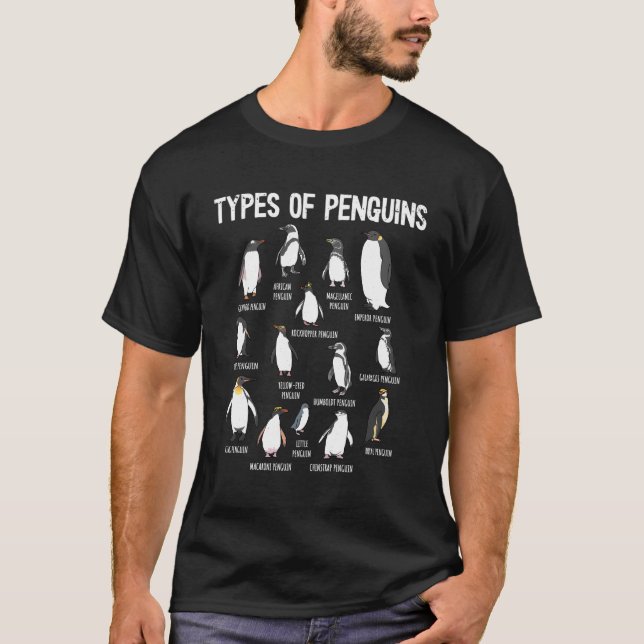 Pinguin-Pinguine der Welt-Arten von Pinguinen T-Shirt (Vorderseite)