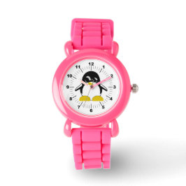 Pinguin Pink-Glitzer-Armbanduhr des Kindes Armbanduhr